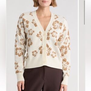 Cyrus Cream and Brown Floral Cardigan